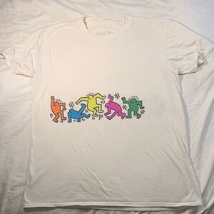 Keith Haring Men's Graphic Tee - White with Multicolor Design